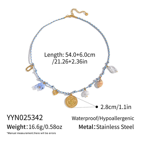 Handmade Woven Rope Chain 18K Real Gold Plated Animal Zodiac Heart Shaped Necklace Choker For Women