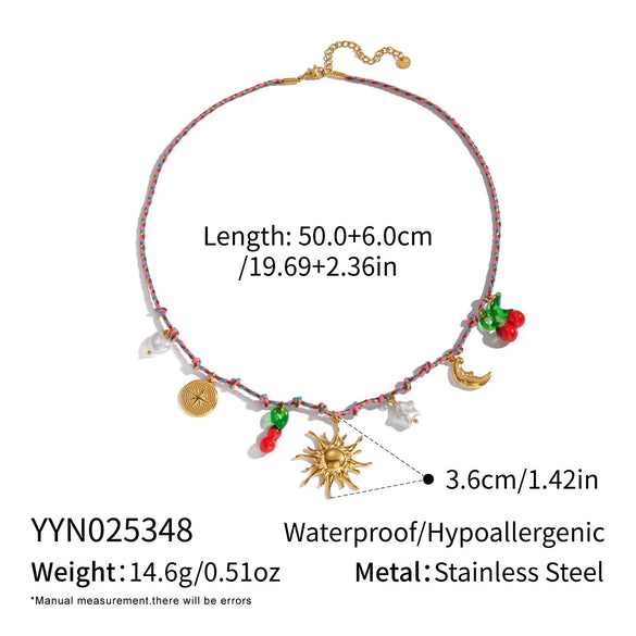 Handmade Woven Rope Chain 18K Real Gold Plated Animal Zodiac Heart Shaped Necklace Choker For Women
