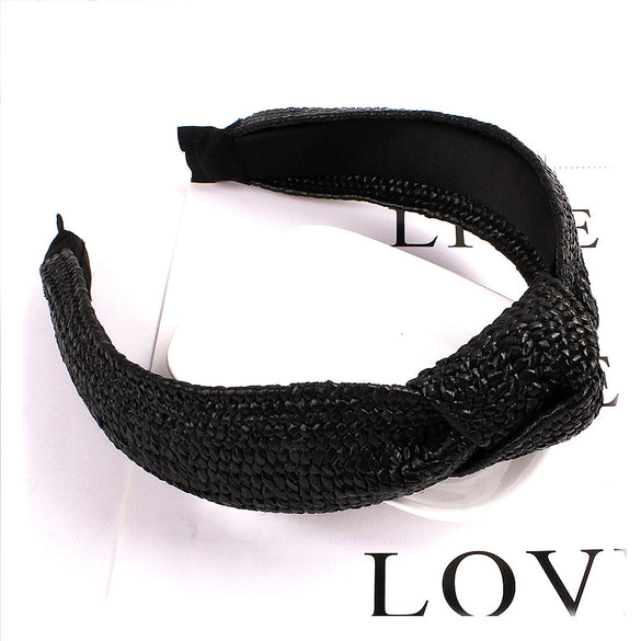 Handmade Woven Straw Style Cloth Hoop Headband For Women And Couples Spring Summer Hair Accessory