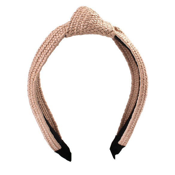 Handmade Woven Straw Style Cloth Hoop Headband For Women And Couples Spring Summer Hair Accessory