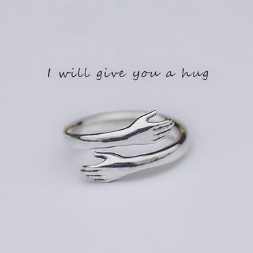 Hands Crossed Embrace Couple Ring Opening Personality Creativity Ring