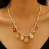 Handwoven Colorful Rope Conch And Starfish Necklace For Women In Bohemian Ocean Style With Electroplating Made Of Mixed Materials And Alloy