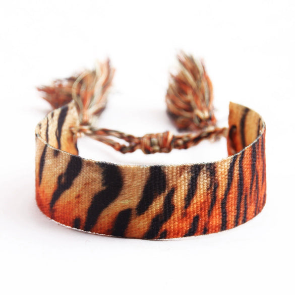Handwoven Cord Bracelet With Embroidery And Tassel