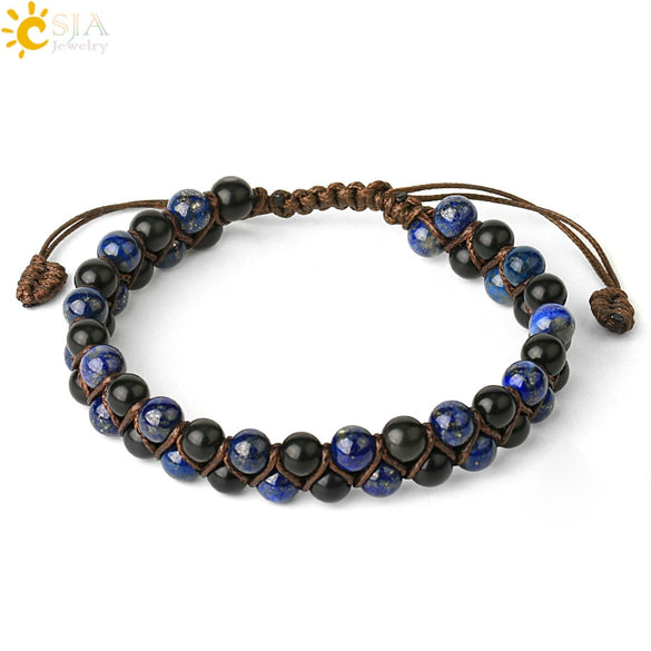 Handwoven Doublerow Amethyst Bracelet Crystal Natural Stone Minimalist Unisex Adjustable