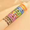 Handwoven Glass And Stainless Steel Heart Bracelet With Colorful Checkered Pattern