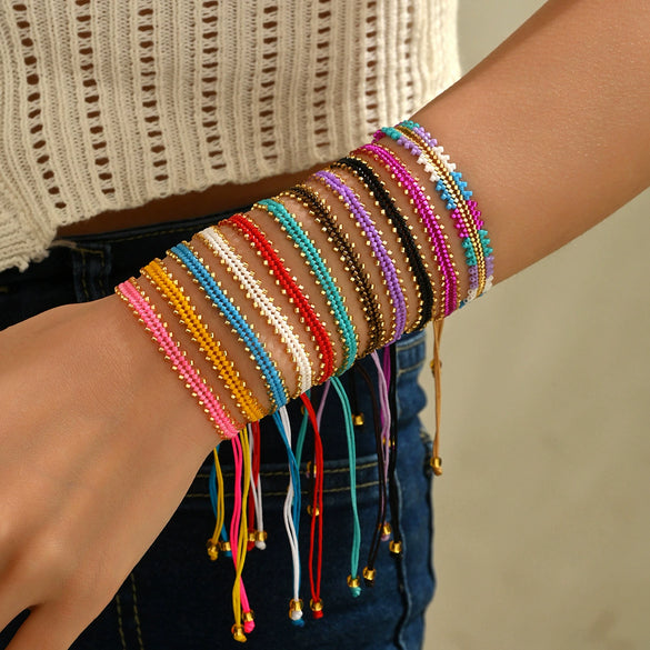 Handwoven Glass Glazed Beads Unisex Bracelet