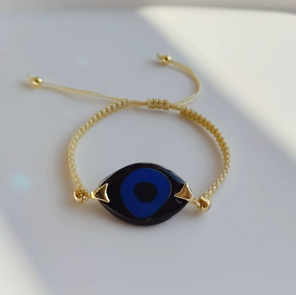 Handwoven Handrope Allmatch Resin Shell Turkish Evil Eye Bracelet For Women With Geometric Pattern And Acrylic Material