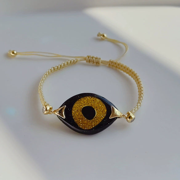 Handwoven Handrope Allmatch Resin Shell Turkish Evil Eye Bracelet For Women With Geometric Pattern And Acrylic Material