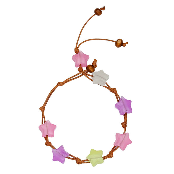 Handwoven Luminous Bohemian Style Bracelet Anklet With Rice Beads Alloy And Geometric Fivepointed Star For Women