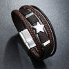 Handwoven Multilayer Leather Bracelet With Star And Fivepointed Star Micropaved For Men And Women