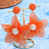 Handwoven Raffia Geometric Sunflower Earrings For Women In Casual Holiday Style