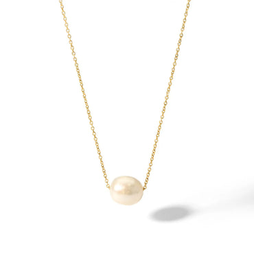 Hawaiian Baroque Style Solid Color Stainless Steel Freshwater Pearl Beaded Plating 18k Gold Plated Necklace