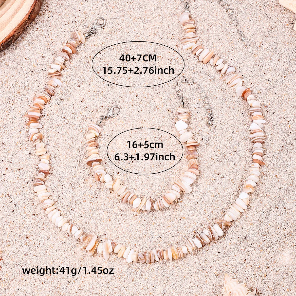 Hawaiian Beach Geometric Stone Wholesale Bracelets Necklace Jewelry Set