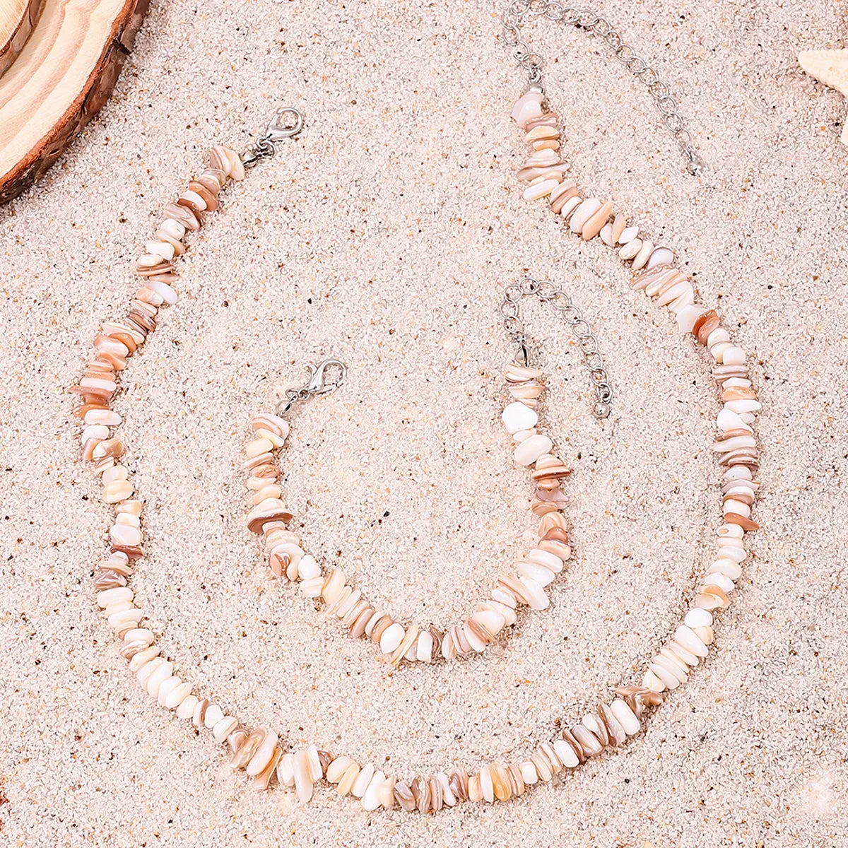 Hawaiian Beach Geometric Stone Wholesale Bracelets Necklace Jewelry Set