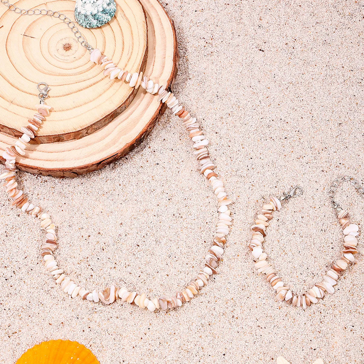 Hawaiian Beach Geometric Stone Wholesale Bracelets Necklace Jewelry Set