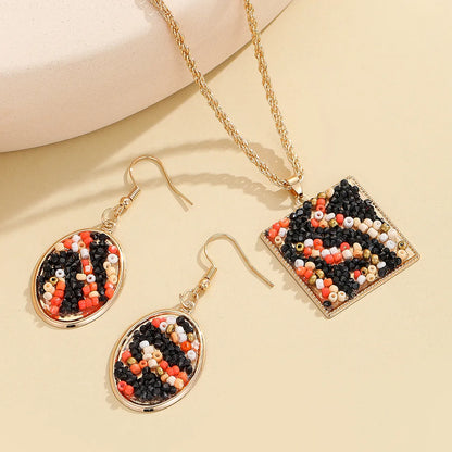 Hawaiian Bohemian Geometric Alloy Inlay Turquoise Rhinestones Women'S Jewelry Set