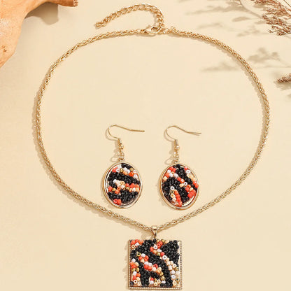 Hawaiian Bohemian Geometric Alloy Inlay Turquoise Rhinestones Women'S Jewelry Set