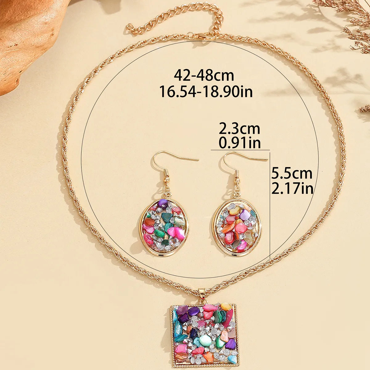 Hawaiian Bohemian Geometric Alloy Inlay Turquoise Rhinestones Women'S Jewelry Set