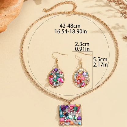 Hawaiian Bohemian Geometric Alloy Inlay Turquoise Rhinestones Women'S Jewelry Set