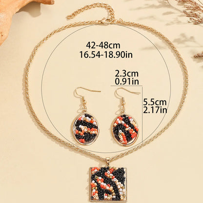 Hawaiian Bohemian Geometric Alloy Inlay Turquoise Rhinestones Women'S Jewelry Set