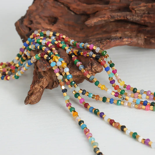 Hawaiian Tropical Colorful Glass Beaded Plating 18k Gold Plated Necklace