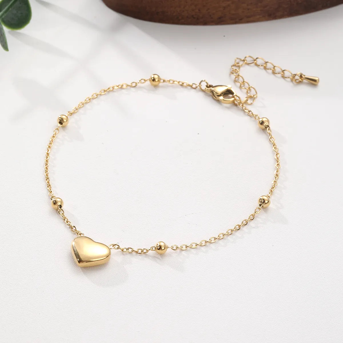 Hawaiian Tropical Cool Style Solid Color 304 Stainless Steel Plating Inlay Shell 18K Gold Plated Women'S Anklet