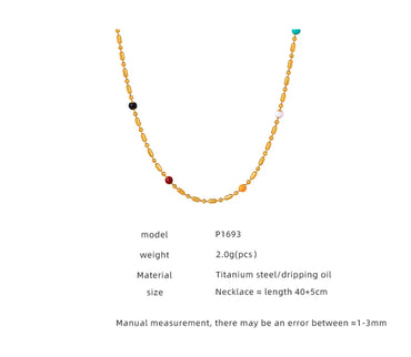 Hawaiian Tropical Simple Style Solid Color Titanium Steel Enamel Plating 18k Gold Plated Necklace