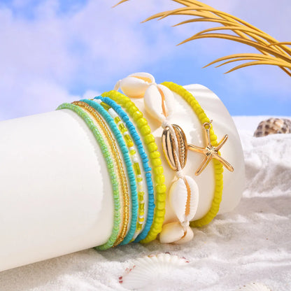 Hawaiian Vacation Beach Shell 18K Gold Plated Alloy Plastic Shell Wholesale Bracelets