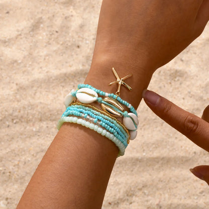 Hawaiian Vacation Beach Shell 18K Gold Plated Alloy Plastic Shell Wholesale Bracelets