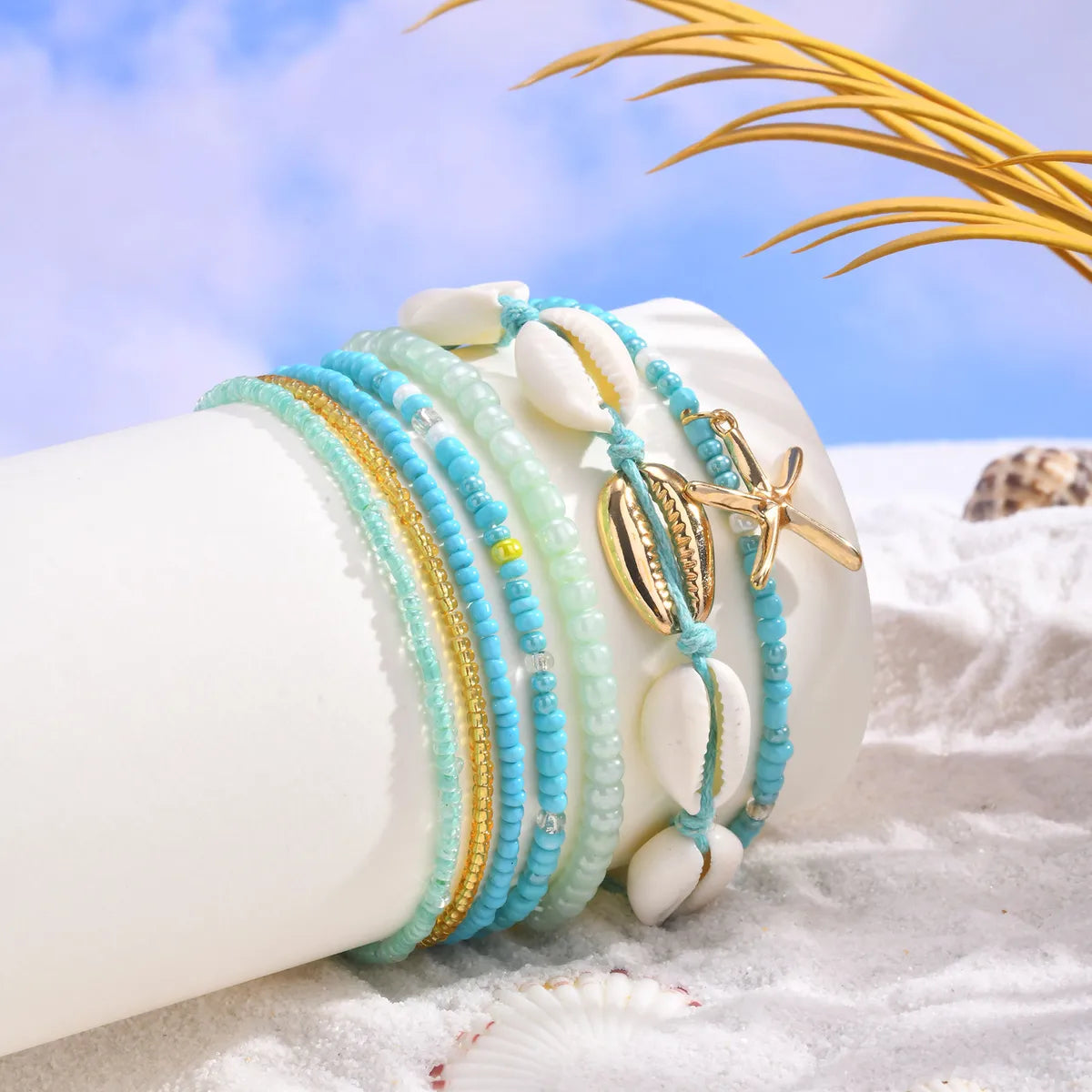 Hawaiian Vacation Beach Shell 18K Gold Plated Alloy Plastic Shell Wholesale Bracelets