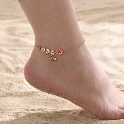 Hawaiian Vacation Bell Stainless Steel Hollow Out Women's Anklet