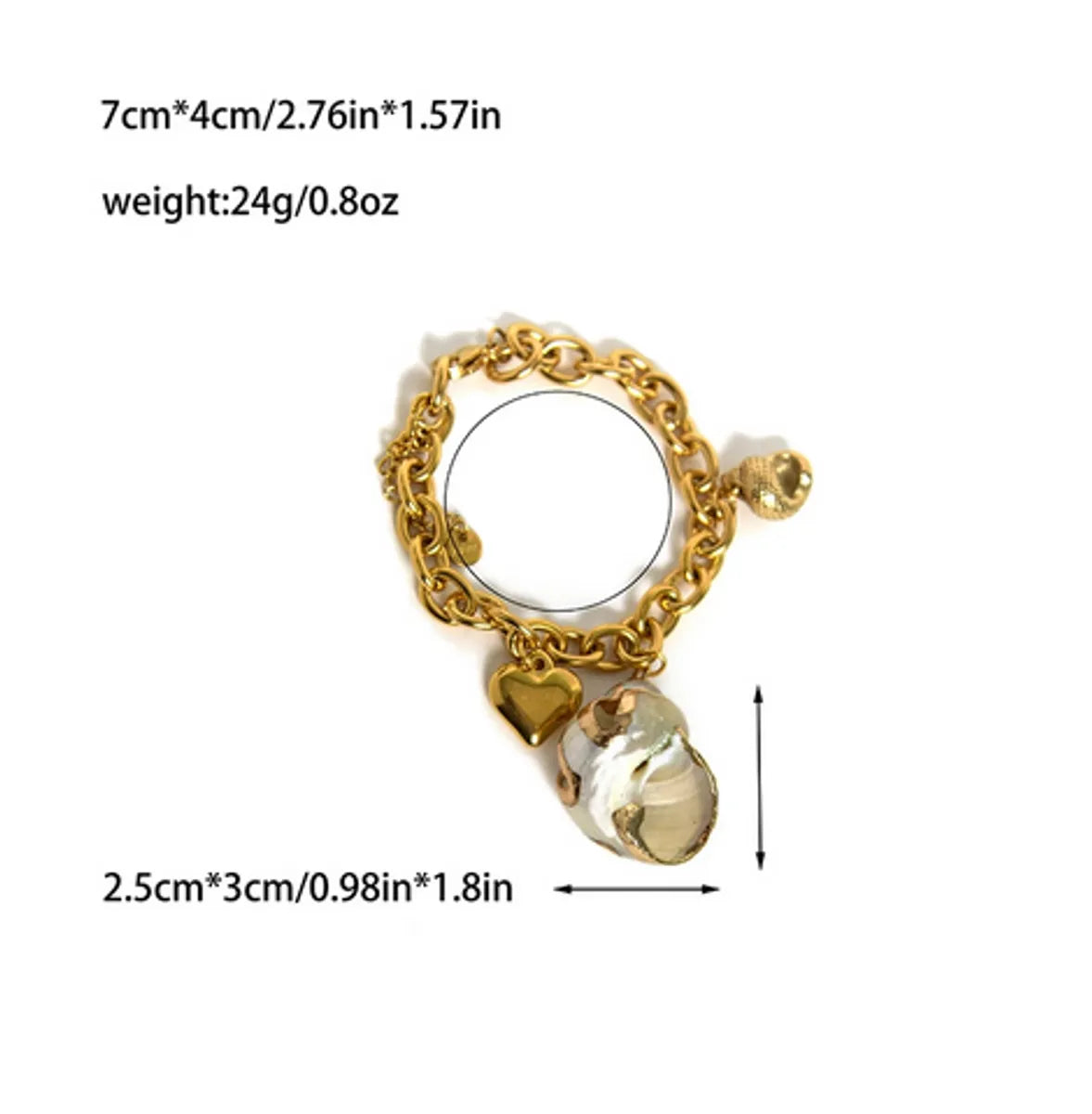 Hawaiian Vacation Marine Style Conch Heart Shape 304 Stainless Steel 14K Gold Plated Bracelets In Bulk