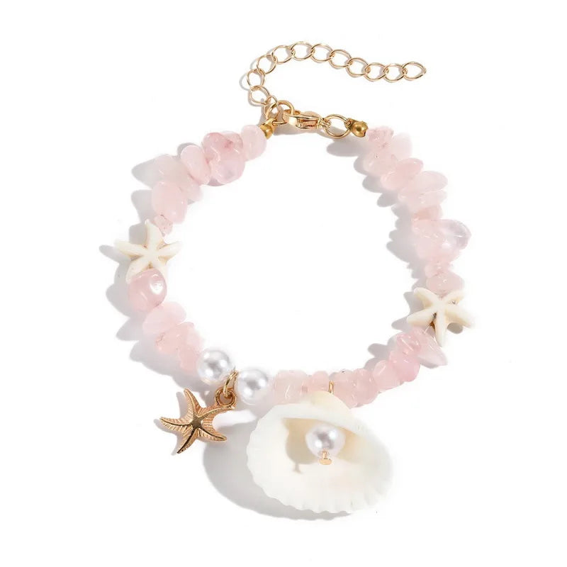 Hawaiian Vacation Marine Style Starfish Shell Artificial Pearl Alloy Resin Wholesale Bracelets