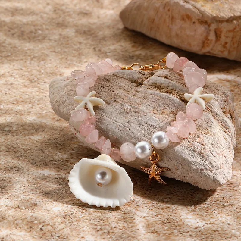 Hawaiian Vacation Marine Style Starfish Shell Artificial Pearl Alloy Resin Wholesale Bracelets