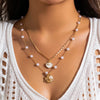 Hawaiian Vacation Marine Style Starfish Shell Imitation Pearl Alloy Copper Women'S Pendant Necklace