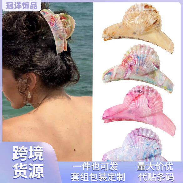 Head Clip Headwear Abs Imitation Acetic Acid Niche Marble Baking Paint Women's