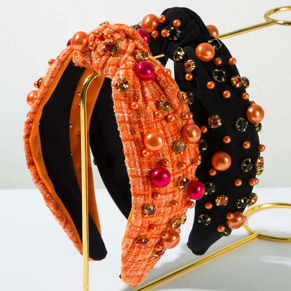 Headband Alloy Geometric Diamond Pearl Fabric Knot Hair Accessories