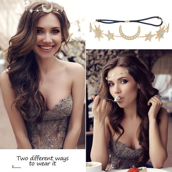 Headband Alloy Rhinestone Handmade Sun Moon Sixpointed Star New Baroque Style Personality Forehead Accessories Headdress For Women