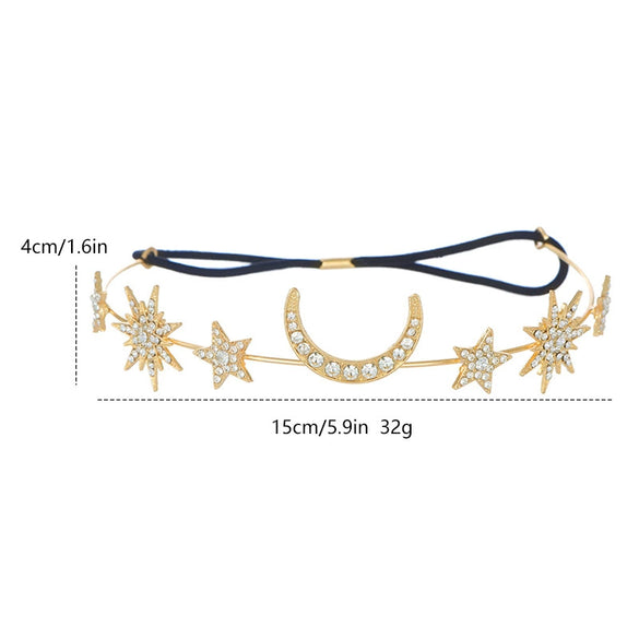 Headband Alloy Rhinestone Handmade Sun Moon Sixpointed Star New Baroque Style Personality Forehead Accessories Headdress For Women