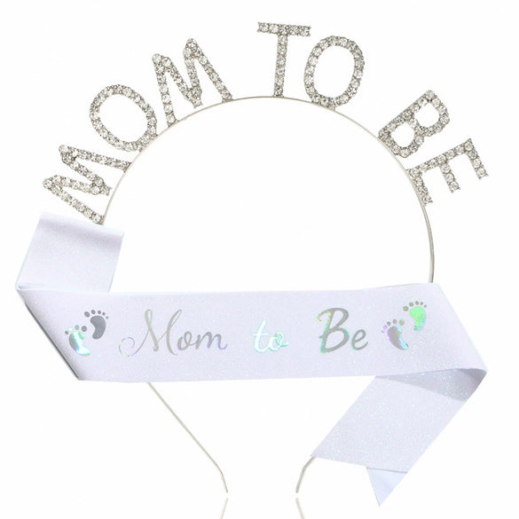 Headband And Ceremonial Belt For New Parents Glitter Cloth Bronzing