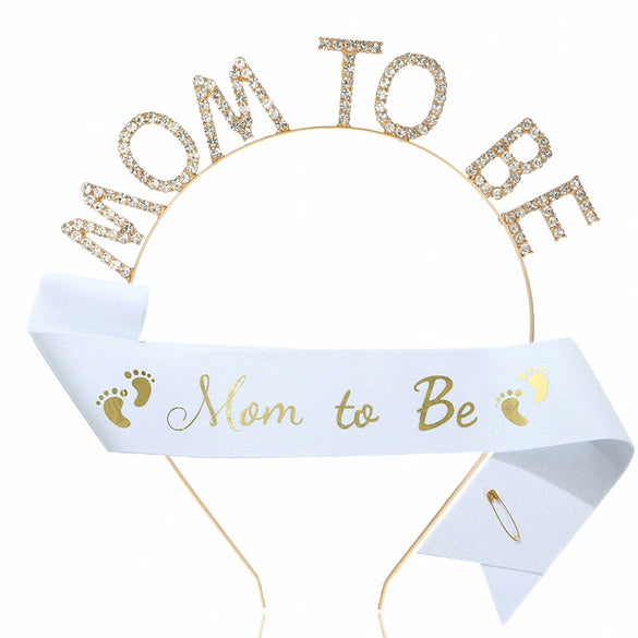 Headband And Ceremonial Belt For New Parents Glitter Cloth Bronzing