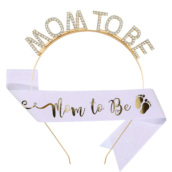 Headband And Shoulder Strap Set Alloy Crystal Letter Satin Cloth Semimanual And Half Mechanical For Expectant Mothers