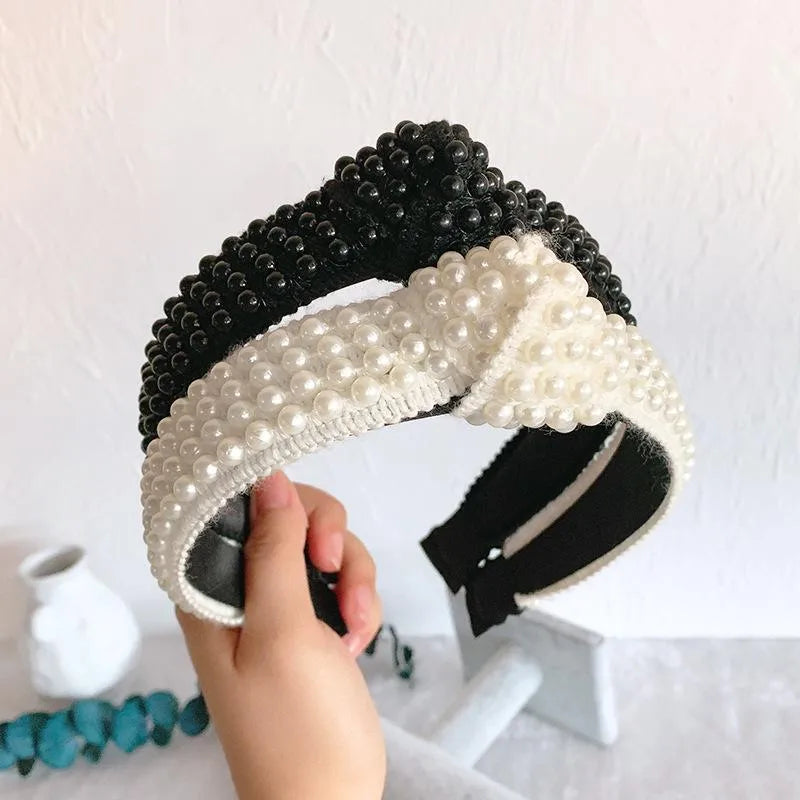 Headband Headdress Handmade Pearl Simple Wide-Brimmed Hairpin Hair Band Hair Accessories Adult