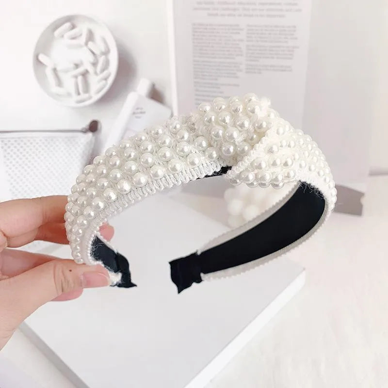 Headband Headdress Handmade Pearl Simple Wide-Brimmed Hairpin Hair Band Hair Accessories Adult