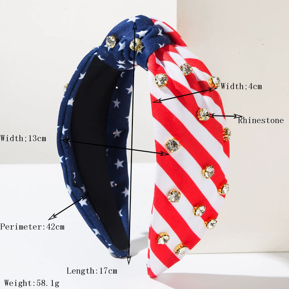 Headband Women's Cloth American Flag Star Sequin Set With Diamonds Hair Accessories