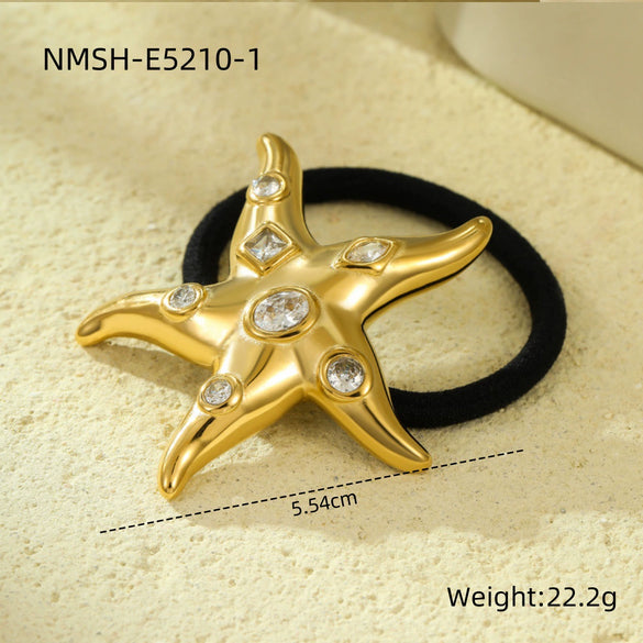 Headwear Hair Ring Stainless Steel Titanium Steel Shell Starfish Arc Electroplating