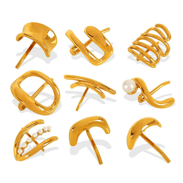 Headwear Hairpin 316L Stainless Steel Geometric Style 18K Gold Plated