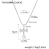 Heart Bone Zircon Pendant Stacked Clavicle Necklace Bracelet Set In Stainless Steel With Electroplating For Women