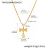 Heart Bone Zircon Pendant Stacked Clavicle Necklace Bracelet Set In Stainless Steel With Electroplating For Women