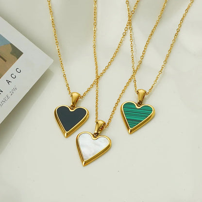 Heart Female Design Enamel Pendant Retro Fashion Simple Clavicle Metal Necklace